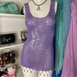 Purple Sequin Tank Top